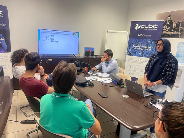 Komal meeting with researchers at CUBIT Innovation Lab in Italy